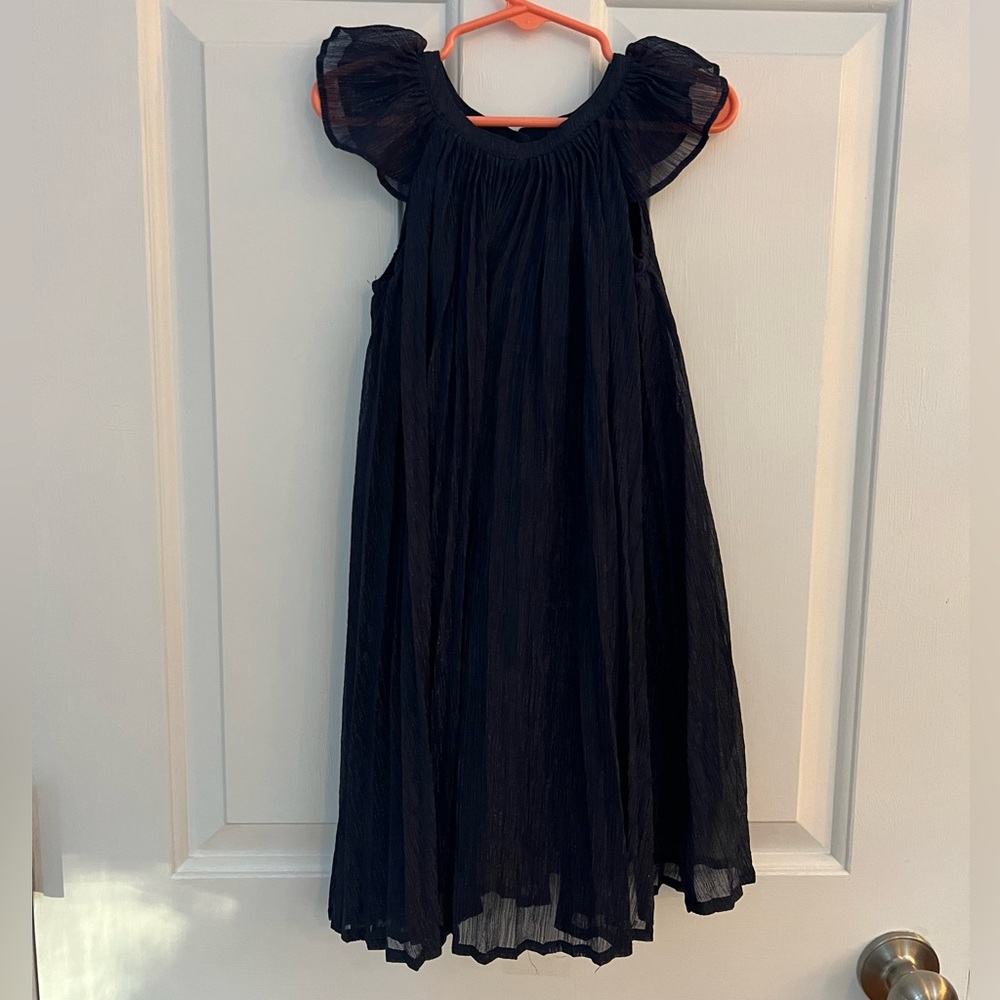 GAP Navy blue metallic gauze pleated dress Size 5